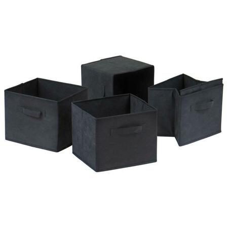 WINSOME TRADING Torino Storage Shelf With Black Fabric Baskets Set, 4Pk 92438